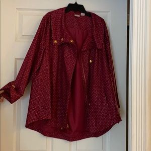 Bordeaux polka dot detail Chico’s Zenergy JAcket